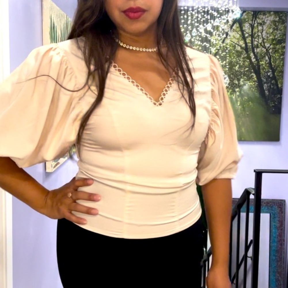 Express balloon sleeves fitted top